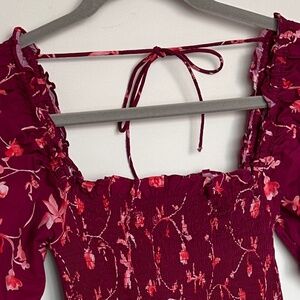 Hillhouse Burgundy Floral Nap Dress *RETIRED PATTERN AND STYLE*